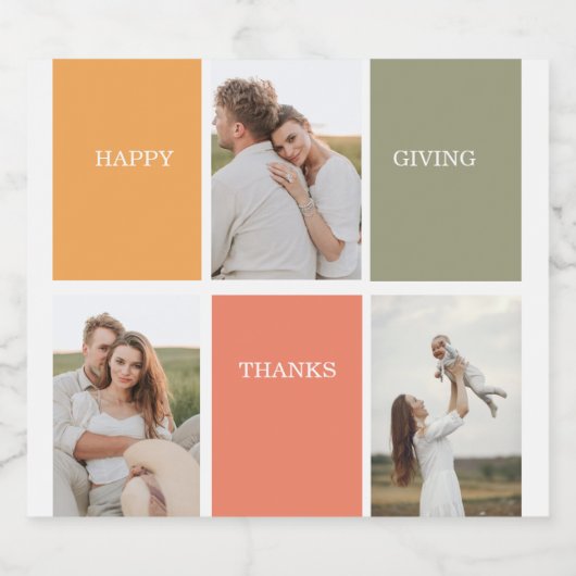 Modernes Family Collage Foto | Glückliches Ernteda Bierflaschenetikett (Einzelnes Label)