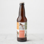 Modernes Family Collage Foto | Glückliches Ernteda Bierflaschenetikett (Vorderseite)