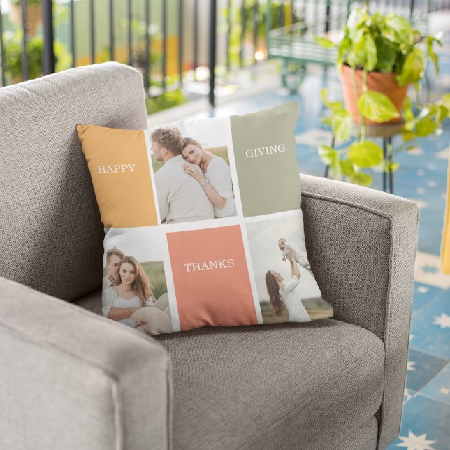 Modernes Family Collage Foto | Glückliches Ernteda Kissen (Von Creator hochgeladen)