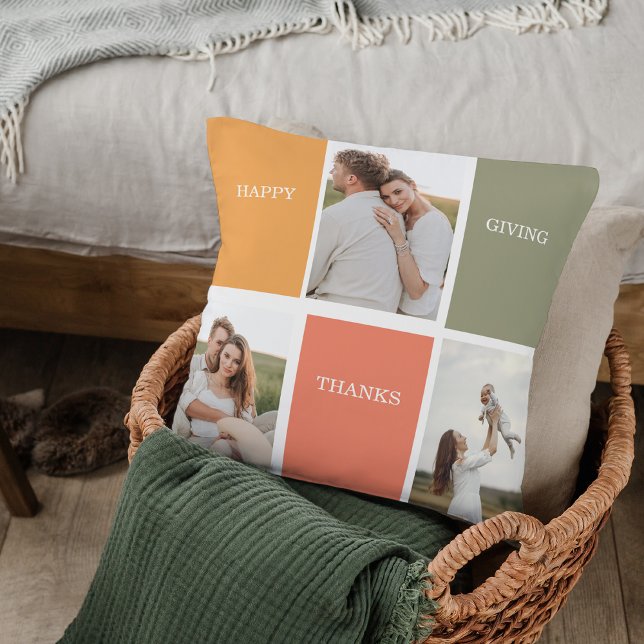 Modernes Family Collage Foto | Glückliches Ernteda Kissen (Von Creator hochgeladen)