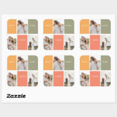 Modernes Family Collage Foto | Glückliches Ernteda Quadratischer Aufkleber (Blatt)