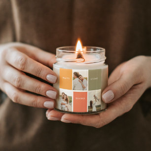 Modernes Family Collage Foto   Glückliches Ernteda Quadratischer Aufkleber