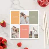 Modernes Family Collage Foto | Glückliches Ernteda Serviette (Beispiel)