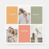 Modernes Family Collage Foto | Glückliches Ernteda Serviette (Vorderseite)