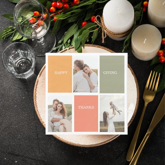 Modernes Family Collage Foto | Glückliches Ernteda Serviette