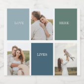 Modernes Family Collage Foto | Liebe leben hier Bierflaschenetikett (Einzelnes Label)
