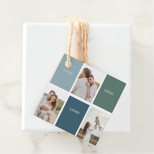 Modernes Family Collage Foto | Liebe leben hier Geschenkanhänger (Beispiel)