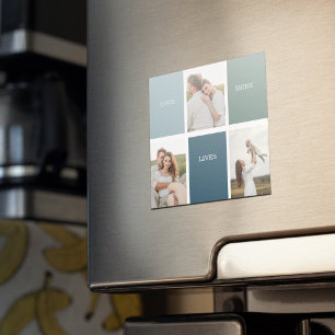 Modernes Family Collage Foto   Liebe leben hier Magnet