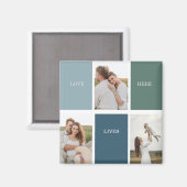 Modernes Family Collage Foto | Liebe leben hier Magnet (Vorderseite/Rückseite)