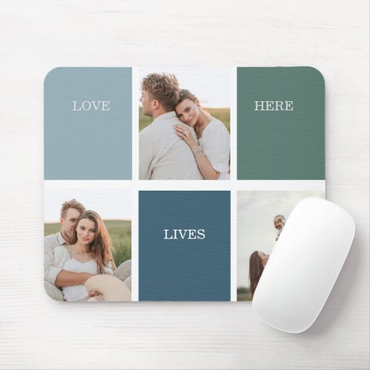 Modernes Family Collage Foto | Liebe leben hier Mousepad (Mit Mouse)