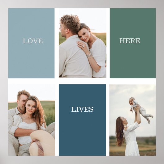 Modernes Family Collage Foto | Liebe leben hier Poster (Vorne)