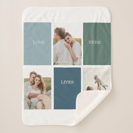 Modernes Family Collage Foto | Liebe leben hier Sherpadecke (Vorderseite)