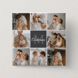 Modernes Family Collage Foto & Personalisierte Ges Button
