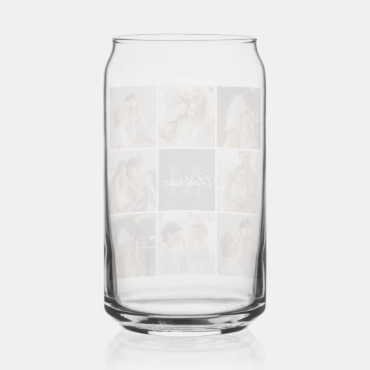 Modernes Family Collage Foto & Personalisierte Ges Dosenglas (Rückseite)