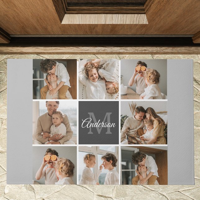 Modernes Family Collage Foto & Personalisierte Ges Fußmatte (Von Creator hochgeladen)