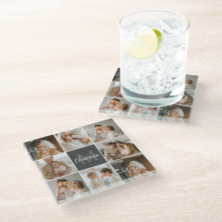 Modernes Family Collage Foto & Personalisierte Ges Glasuntersetzer