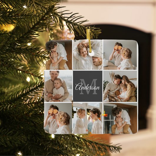 Modernes Family Collage Foto & Personalisierte Ges Keramikornament