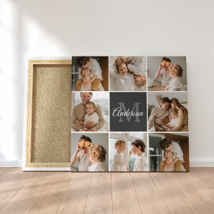 Modernes Family Collage Foto & Personalisierte Ges Leinwanddruck