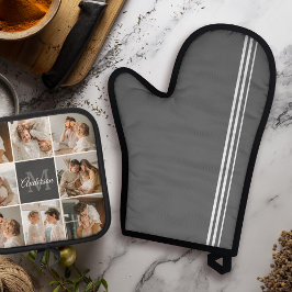 Modernes Family Collage Foto & Personalisierte Ges Ofenhandschuh & Topflappen-Set