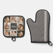 Modernes Family Collage Foto & Personalisierte Ges Ofenhandschuh & Topflappen-Set (Vorderseite)