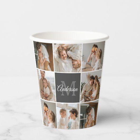 Modernes Family Collage Foto & Personalisierte Ges Pappbecher (Vorderseite)