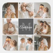 Modernes Family Collage Foto & Personalisierte Ges Quadratischer Aufkleber (Vorderseite)