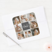 Modernes Family Collage Foto & Personalisierte Ges Quadratischer Aufkleber (Umschlag)