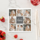 Modernes Family Collage Foto & Personalisierte Ges Serviette (Beispiel)