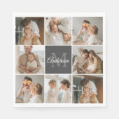 Modernes Family Collage Foto & Personalisierte Ges Serviette (Vorderseite)