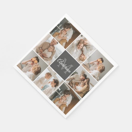 Modernes Family Collage Foto & Personalisierte Ges Serviette (Ecke)