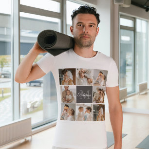 Modernes Family Collage Foto & Personalisierte Ges T-Shirt