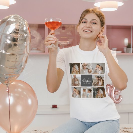 Modernes Family Collage Foto & Personalisierte Ges T-Shirt