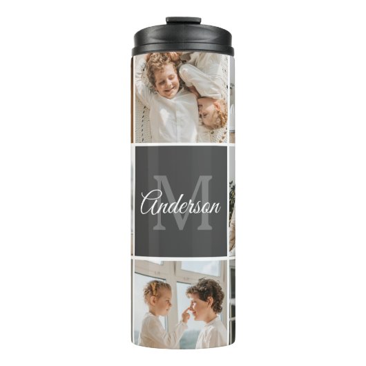Modernes Family Collage Foto & Personalisierte Ges Thermosbecher (Vorderseite)