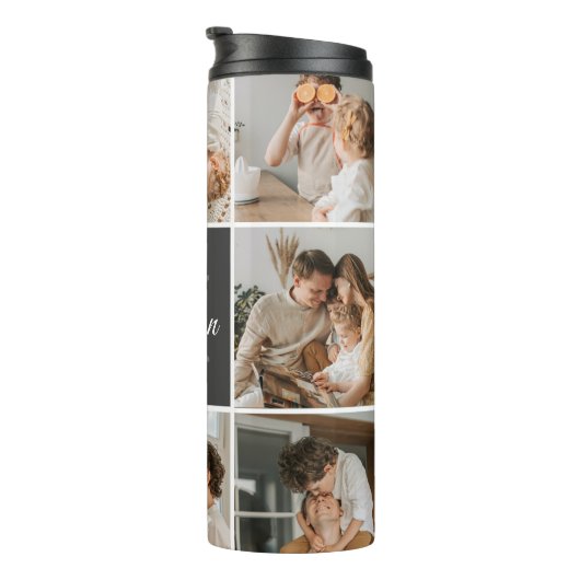 Modernes Family Collage Foto & Personalisierte Ges Thermosbecher (Nach rechts gedreht)