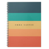 Modernes Farbblock Horizontal gestreiftes Monogram Notizblock (Vorderseite)