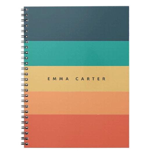 Modernes Farbblock Horizontal gestreiftes Monogram Notizblock (Vorderseite)