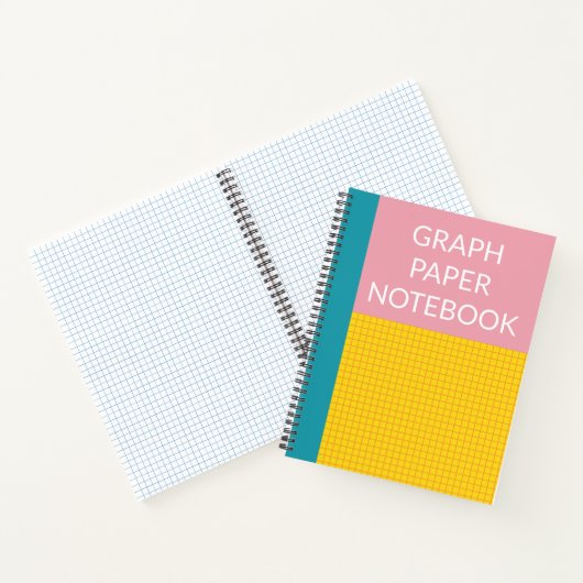 Modernes Farbblock Pink Gelb Aqua Graph Paper Notizblock (Innenseite)