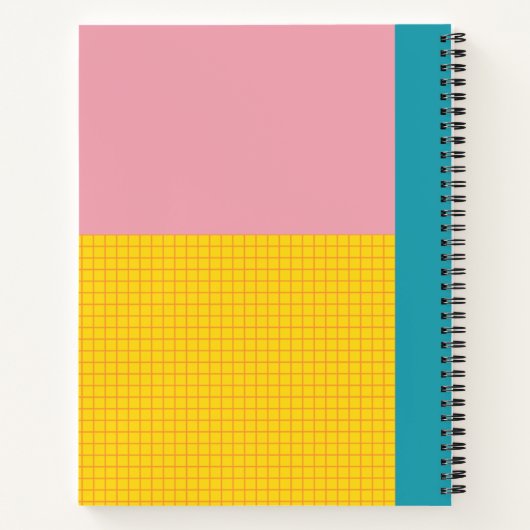 Modernes Farbblock Pink Gelb Aqua Graph Paper Notizblock (Rückseite)