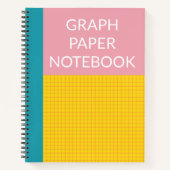 Modernes Farbblock Pink Gelb Aqua Graph Paper Notizblock (Vorderseite)