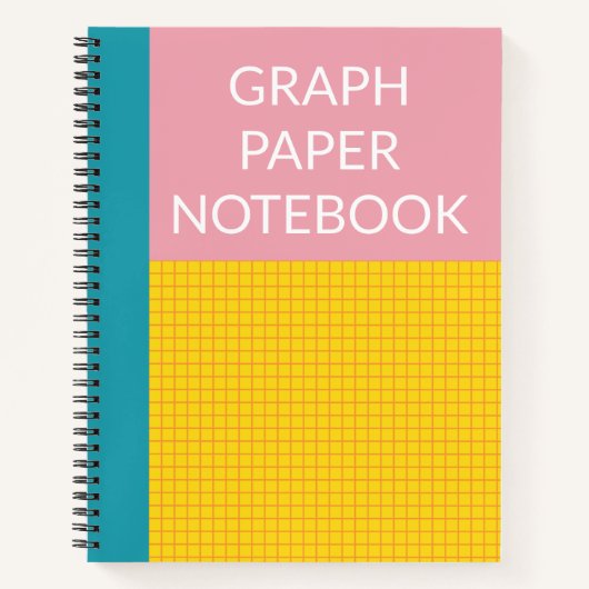 Modernes Farbblock Pink Gelb Aqua Graph Paper Notizblock (Vorderseite)