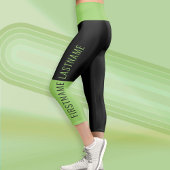 Modernes Farbblock Schwarz Limon mit benutzerdefin Capri Leggings