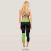 Modernes Farbblock Schwarz Limon mit benutzerdefin Capri Leggings (Rückseite)