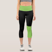 Modernes Farbblock Schwarz Limon mit benutzerdefin Capri Leggings (Vorderseite)