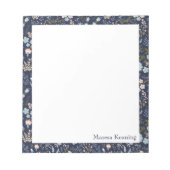 Modernes, farbenfroh blaues Blumenmuster Personali Notizblock (Vorderseite)