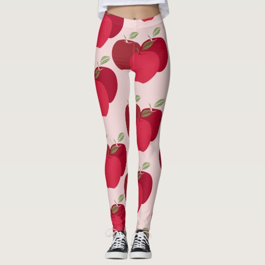 Modernes, farbenfroh gestaltetes Apple-Muster Leggings (Vorderseite)