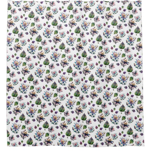 Modernes, farbenfroh gestanztes Blume-Muster Duschvorhang (Vorderseite)