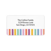 Modernes, farbenfroh gestreiftes Ostereier Party Adressaufkleber (Vorne)