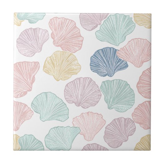 Modernes, farbenfroh-pastellfarbenes Küstenmuster Fliese (Vorderseite)