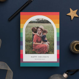 Modernes, farbenfrohe Arch Happy Holidays Foto Feiertagskarte
