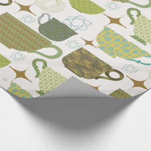 Modernes, farbenfrohe Teacup aus dem Mittelalter Geschenkpapier (Ecke)